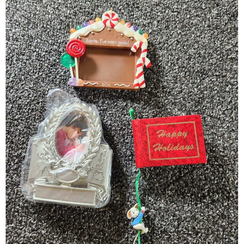 Hallmark Keepsake Christmas Ornaments Lot of 3 Photo Holders w/Stickers Included